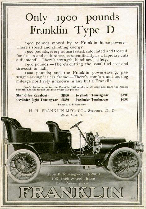 1907 Franklin Auto Advertising